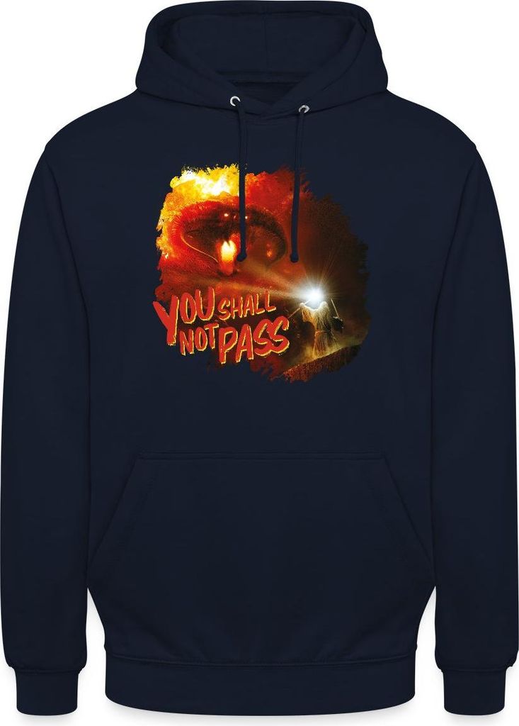 Spreadshirt Der Herr Der Ringe Gandalf Und Der Balrog Zitat Uni Hoodie, XXL, Navy