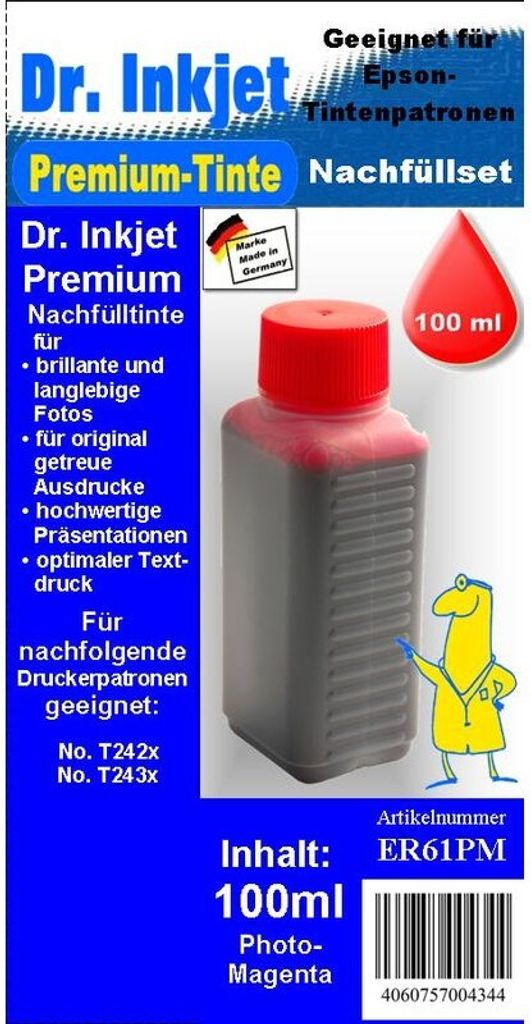ER61PM - Photomagenta - Dr.Inkjet Pigmentierte Premium Nachfülltinte 100ml für Ihren Epson Drucker
