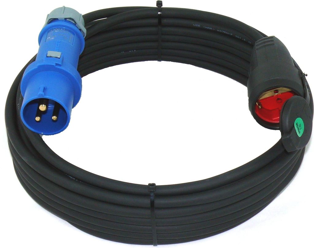 CEE Adapterkabel Camping Caravan Stecker auf Schuko Kupplung IP44 H07RN-F 3G1,5 1m