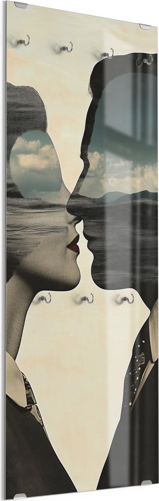 DEQORI Kleiderhaken aus Glas 50x125 cm 'Horizonte der Liebe' Wand Garderobe Paneel Haken