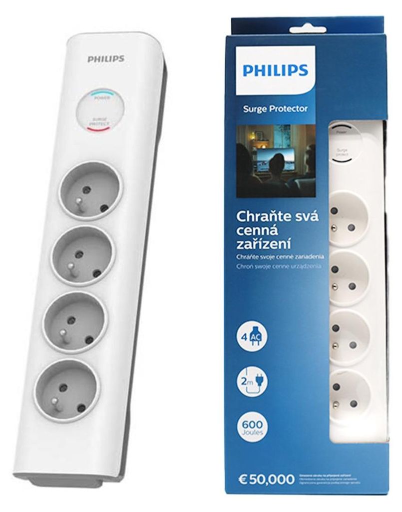 Philips SPN7040WA/60 přepěťová ochrana bílá 4 zásuvky 2 m Obrázek produktu 