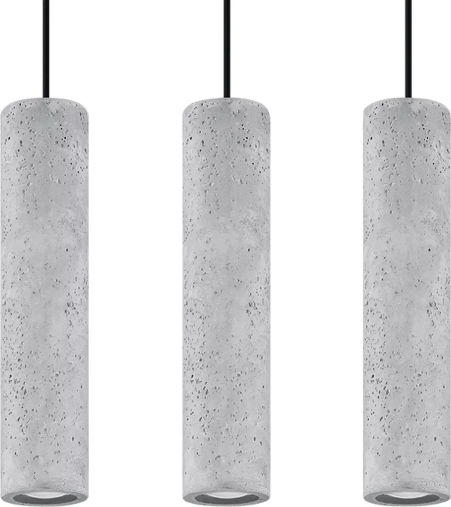 Lustre DANTEO Pure Lume Noir et Gris en Béton, 3 x GU10, 100x40cm