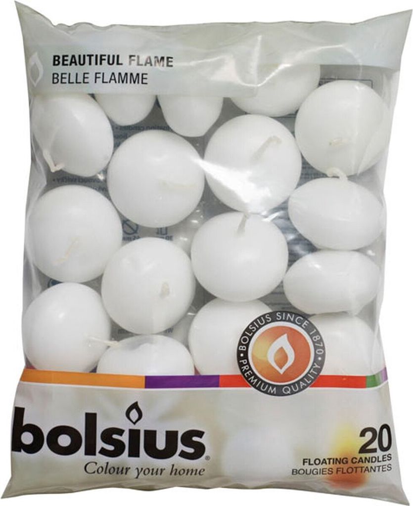 Bolsius - Schwimmkerzen 'Float' (20er-Set, Weiß)