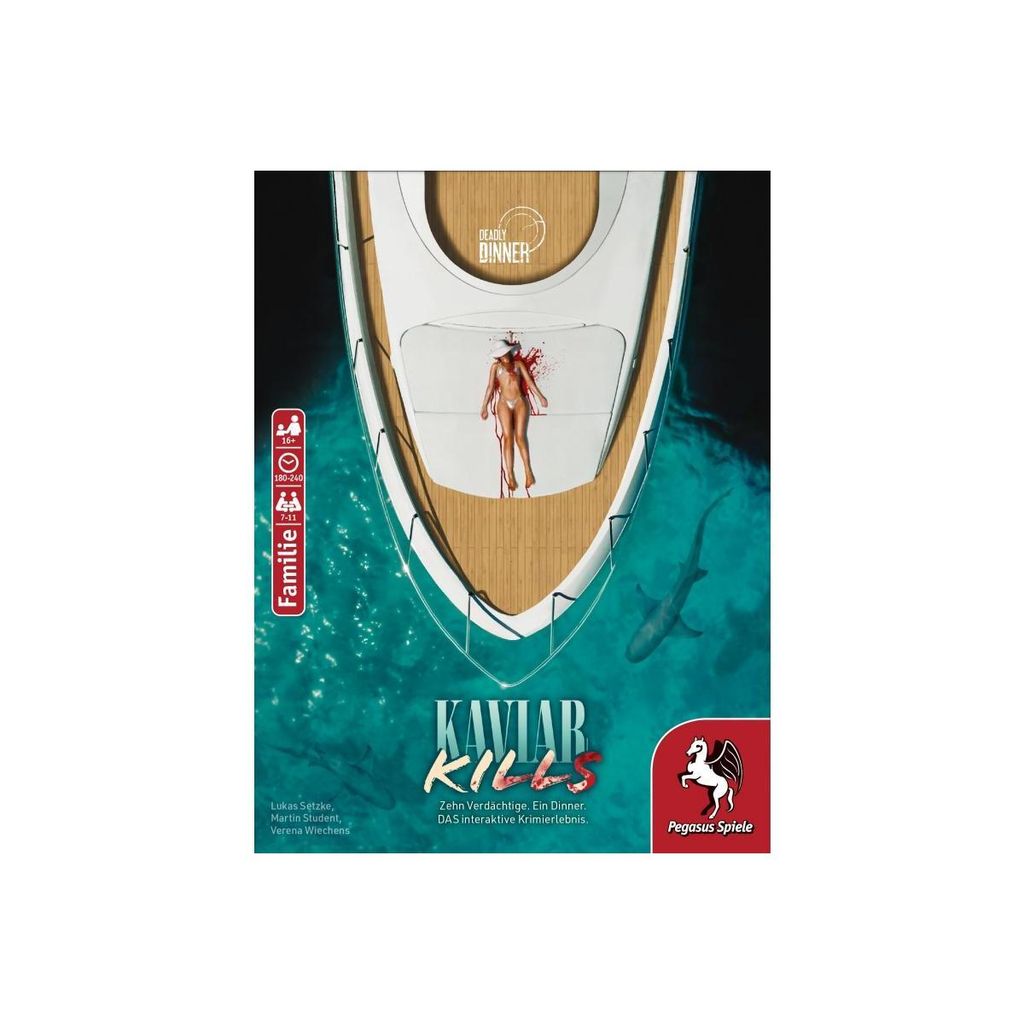 Pegasus Spiele 19014G - Deadly Dinner - Kaviar Kills - Krimi Dinner für Zuhause - 7 bis 11 Spieler - Krimispiele für Erwachsene - Krimidinner Spi...