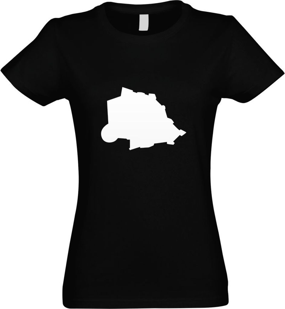 Kiwistar - T-Shirt tailliert - Damen - schwarz - Vatikanstadt Umriss Kontur - mit Motiv Bedruckt - Funshirt Design - Sport - Freizeit - Damen - L