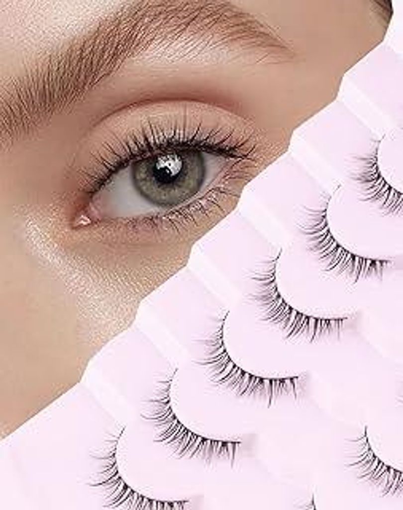 Onlyall Natürliche Wimpern KurzeWimpern Wispy Fakewimpern Künstliche Natürlicher Look Weiche Falsche-Wimpern False Eye Lashes Faux Mink Wimper 7...