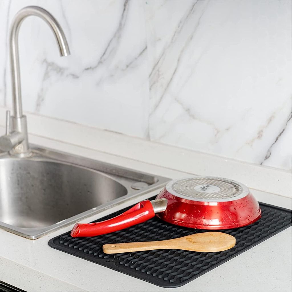 Abtropfmatte Aus Silikon 50x40cm - BPA-frei Mit Ablauf Für Geschirr