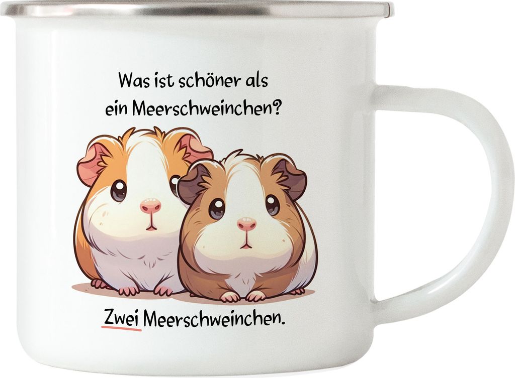 Was ist schöner als ein Meerschweinchen Emaille Tasse Nager Guinea Pig Liebe