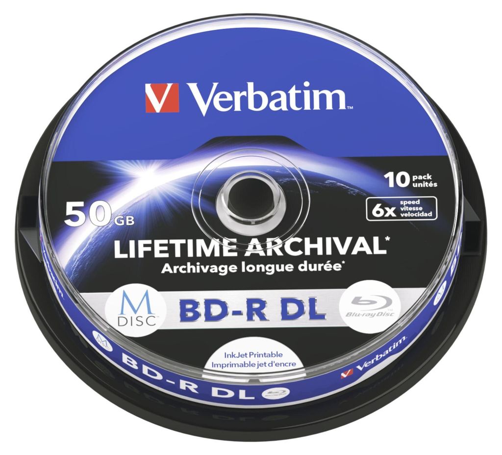 1x10 Verbatim M-Disc BD-R BluRay 50GB 6x Speed Cakebox Obrázek produktu 