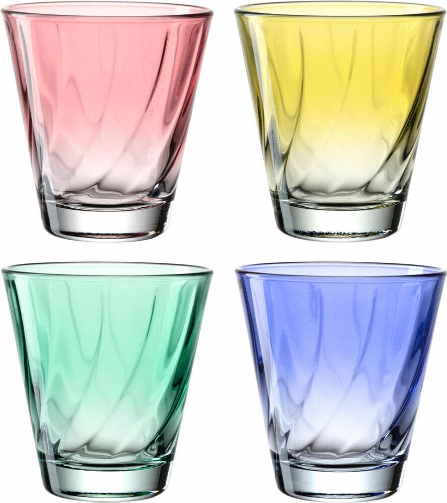 Leonardo Trinkglas Twist, 4er Set, Wasserset, Saftglas, Kalk-Natron-Glas, 215 ml, 046974