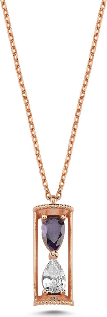 925er Silber Halskette Rosegold – Elegante Sanduhr mit Zirkonia