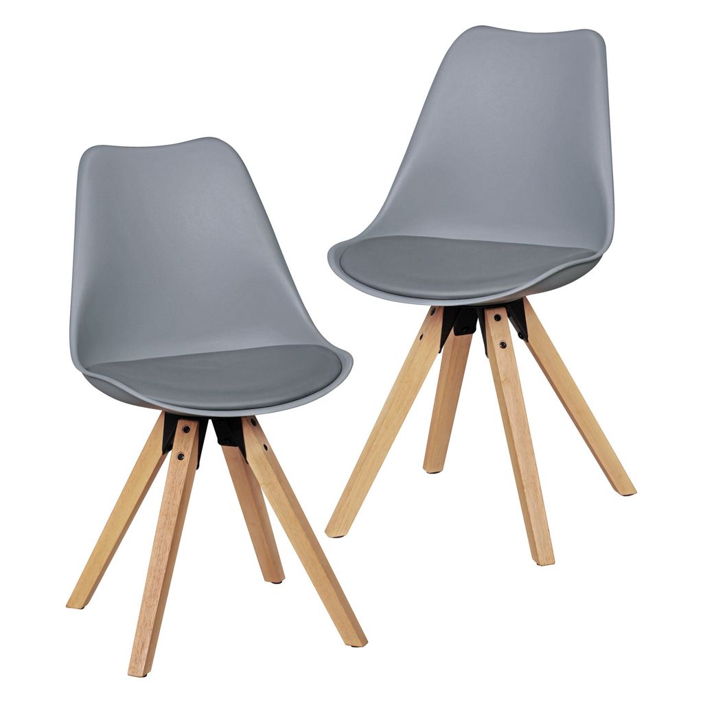 2er Set Retro Esszimmerstuhl LIMA grau | Polsterstuhl Produktbild 