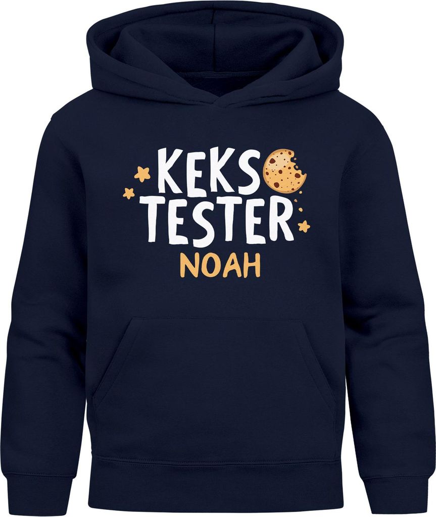 Kinder Hoodie Jungen mit Namen Design Kekstester Cookie Monster personalisierte Kapuzenpulli Spruch Lustig Jungengeschenke Moonworks