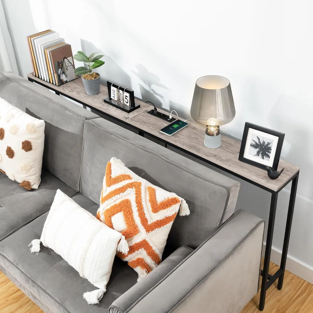 Console longue 200 cm pour salon avec recharge USB - Meuble Gain de place