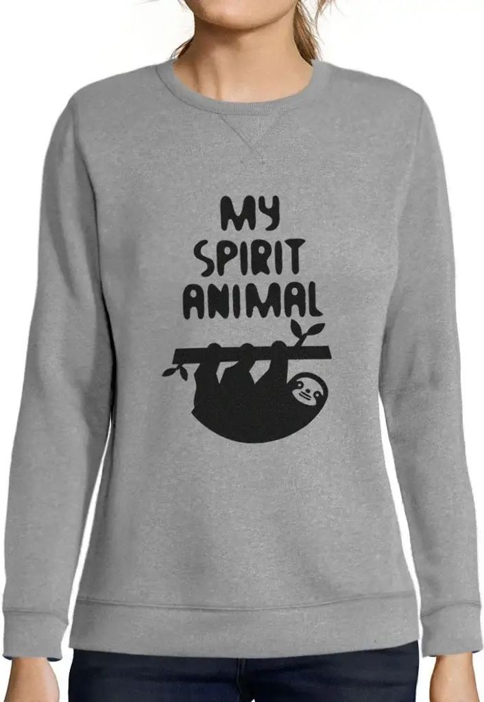 Damen Grafik Sweatshirt mit Aufdruck Faultier Ist Mein Geistiges Tier – Sloth Is My Spirit Animal – Öko-Verantwortlich Vintage Jahrgang Langar...
