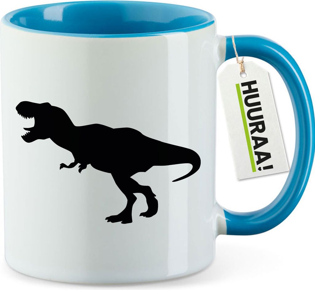 Huuraa Kaffeetasse Tyrannosaurus Rex Dinosaurier 330ml Blau Keramik Kaffeebecher Geschenkidee