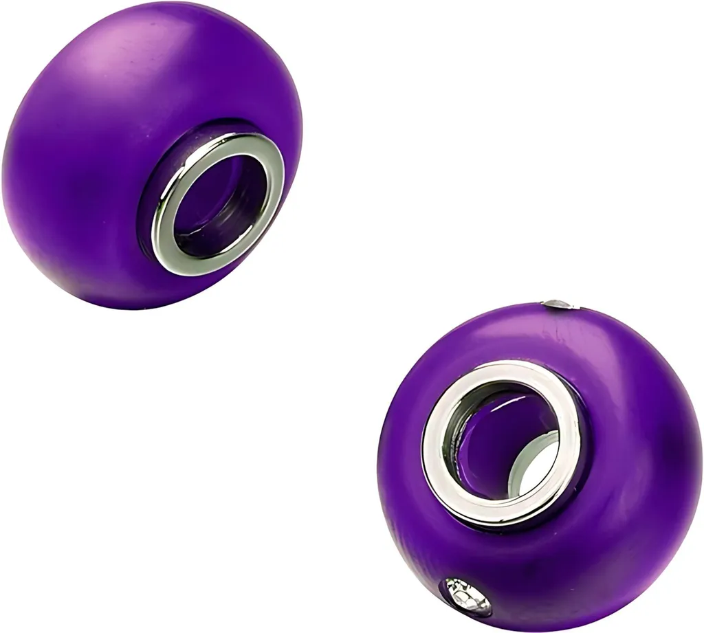 Perles à gros trous Polaris 14 mm lilas pour cordons et lacets