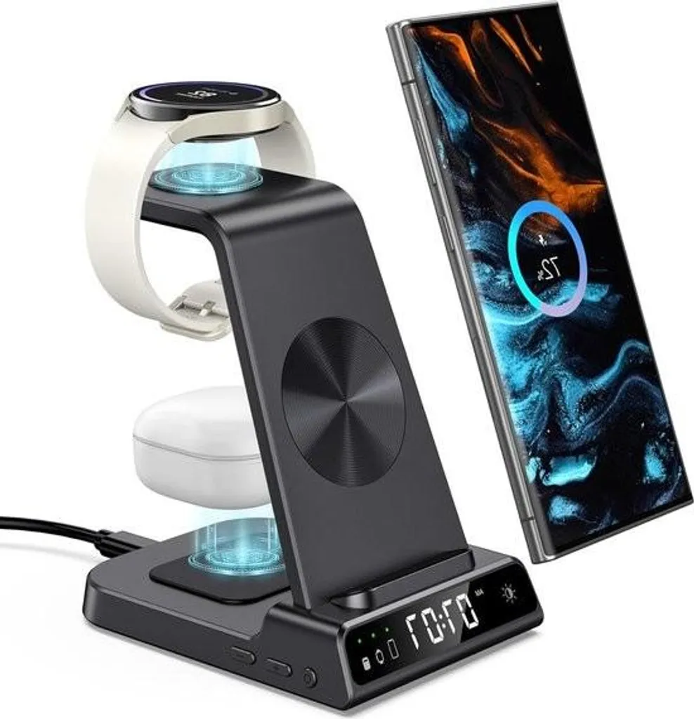 Chargeur sans fil 3 en 1 Samsung Galaxy S24 Ultra et Watch 6 Classic