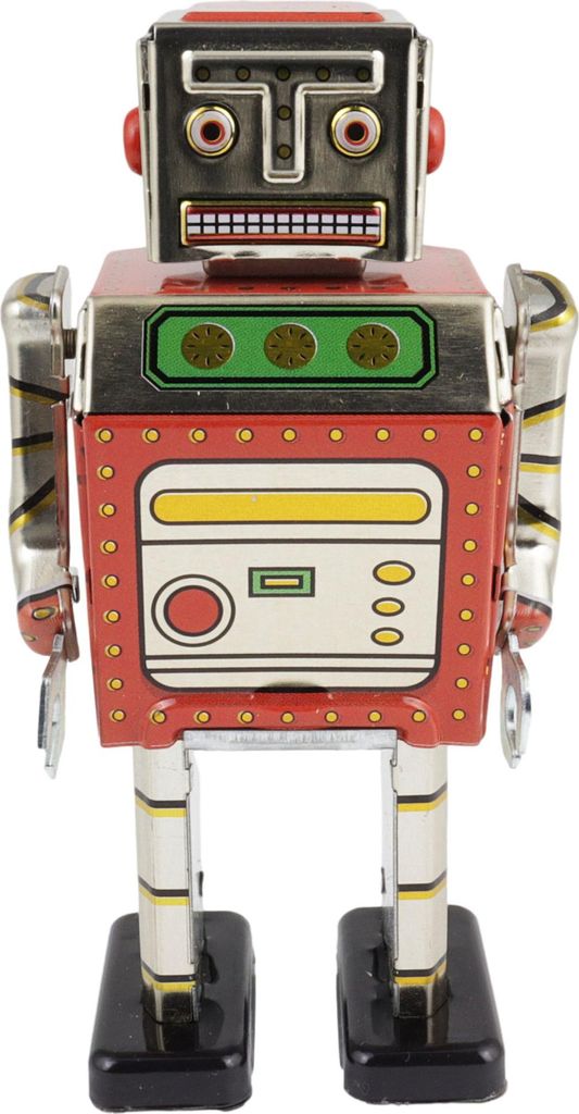 Roboter Ro-Bot mittelgroß rot Blechroboter