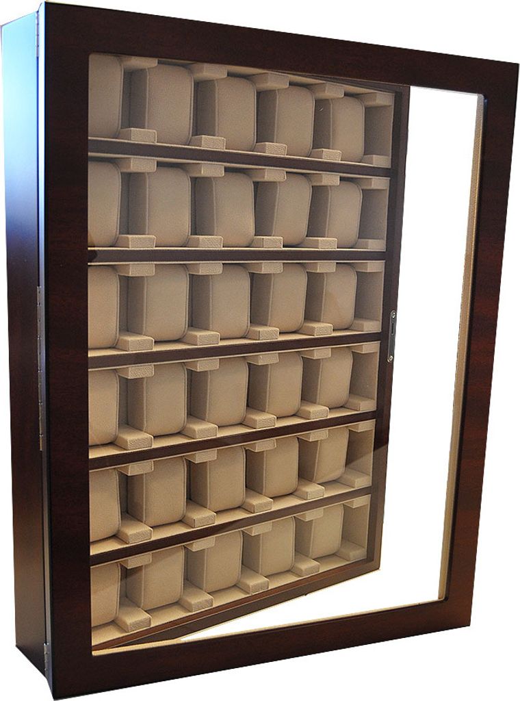 Uhrenvitrine Wandvitrine für 30 Uhren braun Schaukasten NEU Produktbild 