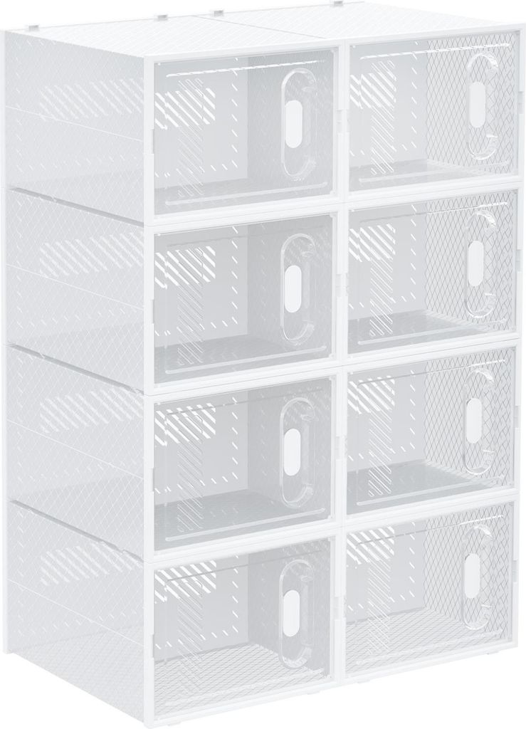 8er Set Schuhboxen, Schuh-Organizer mit magnetischen Türen, Schuhkarton mit Deckel, Schuhaufbewahrung aus Kunststoff, für Schuhe bis Größe 45, ...