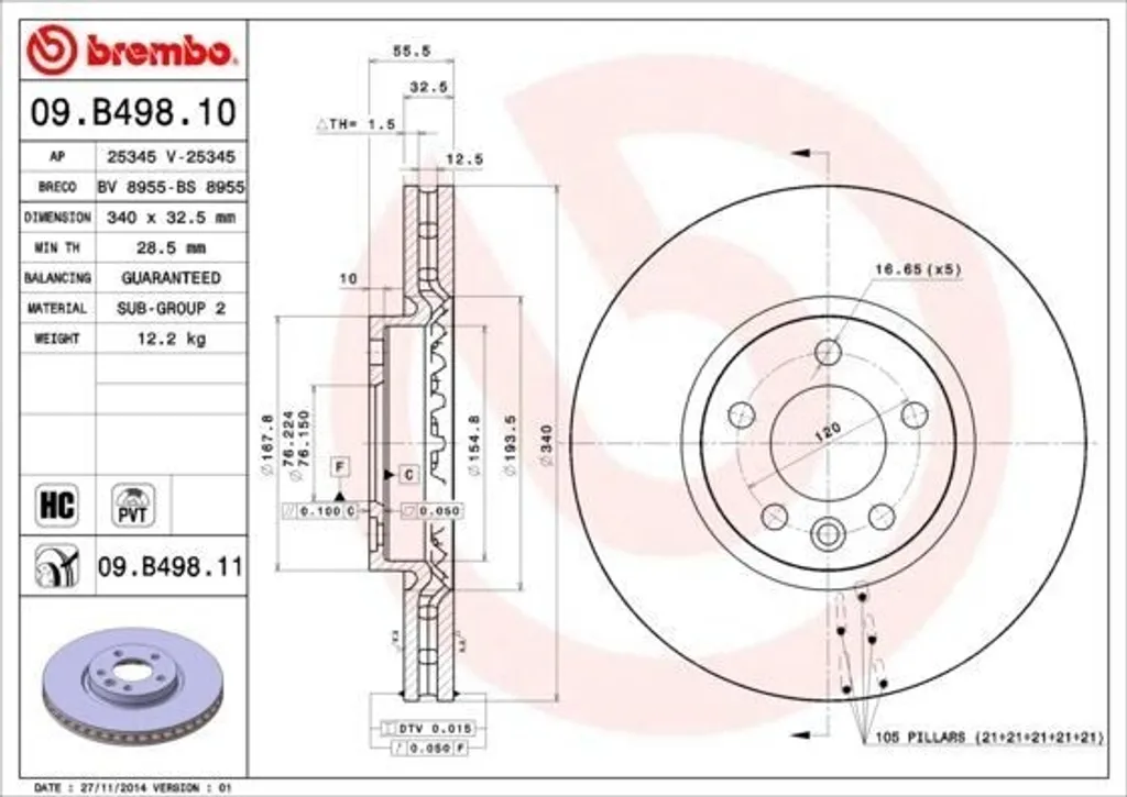 Améliorer le Freinage de votre VW T5 ou T6 avec le Disque Brembo 09.B498.10