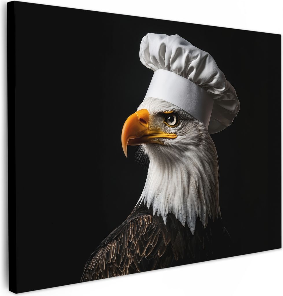 Wanddeko 40x30 cm - Vogel - Kochmütze - Adler - Schwarz, Leinwand Bilder, Wanddeko, Gemälde