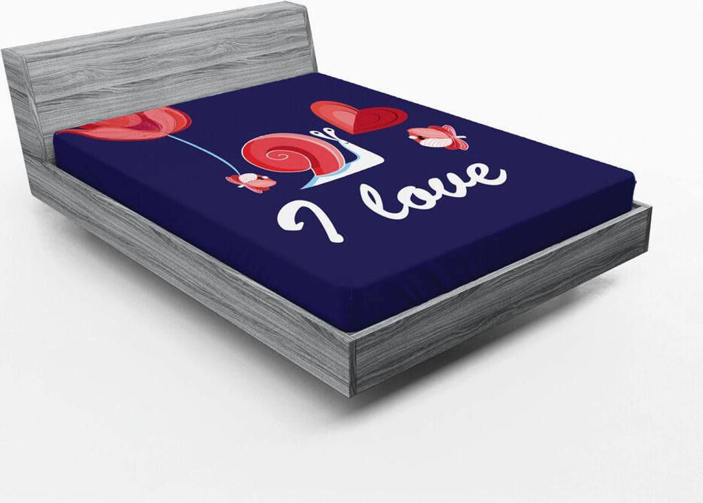 ABAKUHAUS Schnecke Spannbetttuch, Ich liebe du bist My Home Theme mit Blooms Valentines Herz-Liebe-Glückwunsch-Theme, 160 x 200 cm, Dark Pink Indigo