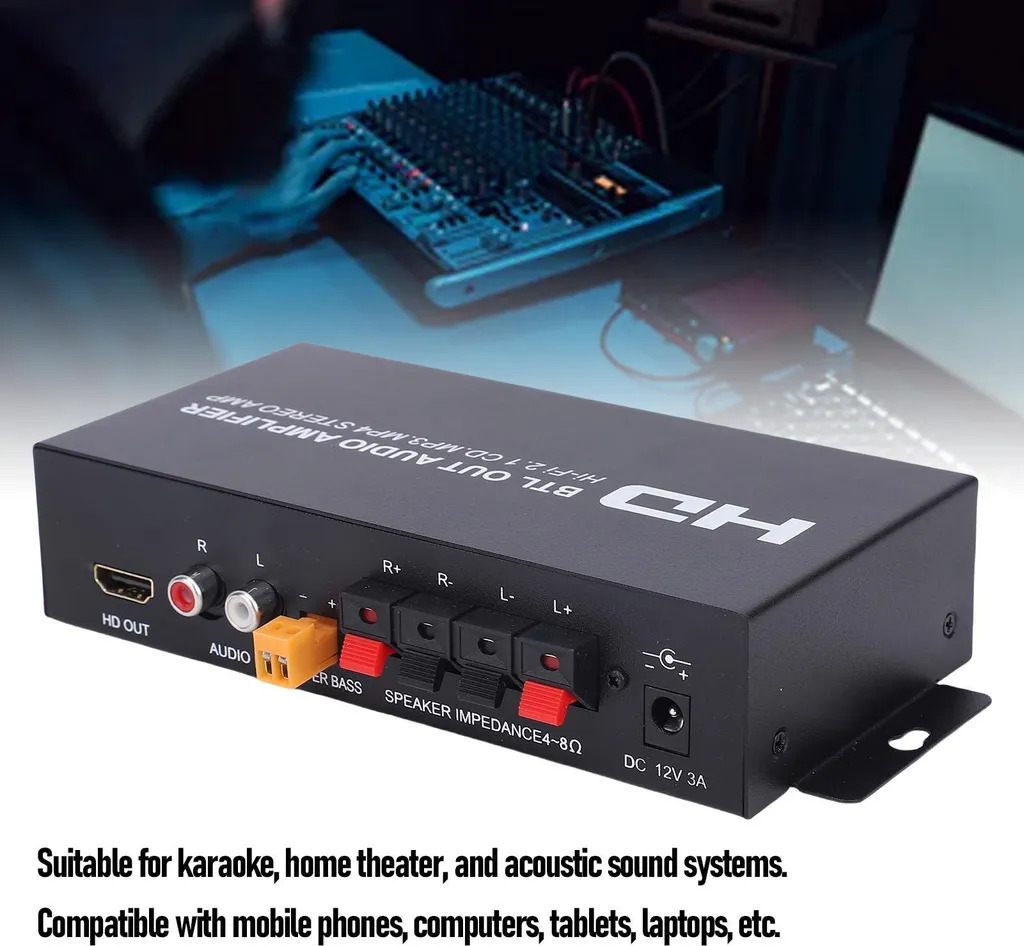 Ampli Stéréo pour Ordinateur et Maison avec Entrée Audio Multimédia - 4