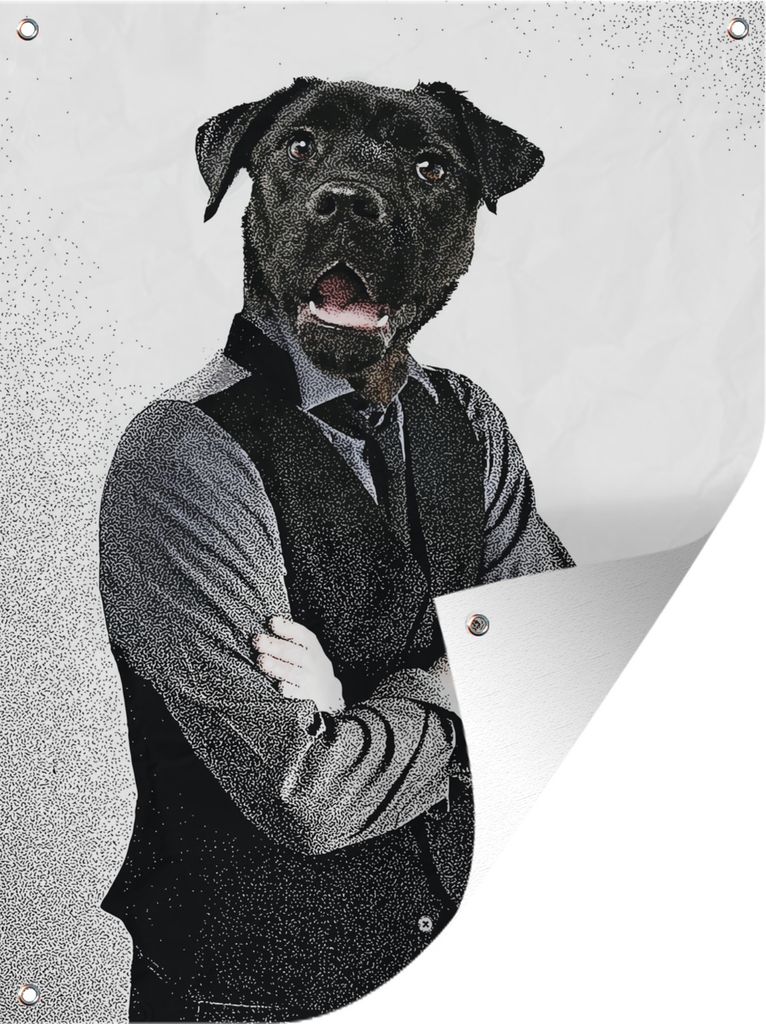 MuchoWow 30x40 cm Outdoor-Poster Gartendeko Sichtschutz Garten Poster für den Garten Porträt - Mensch - Hund