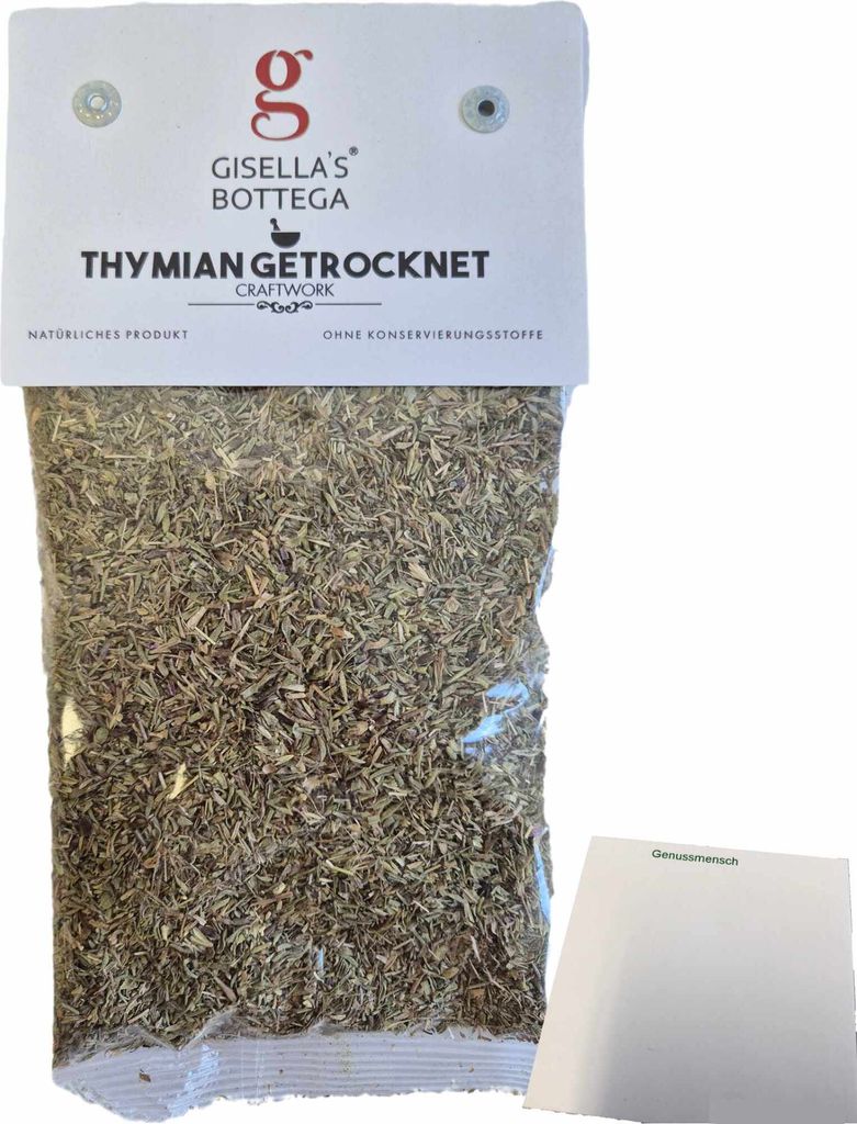 Gisellas Bottega Thymian getrocknet (50g Packung) + usy Block