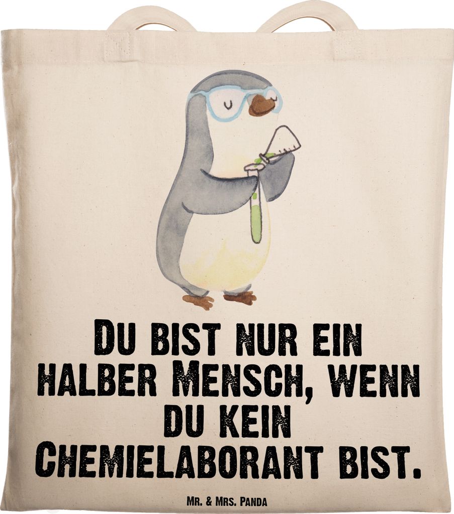 Mr. & Mrs. Panda Schultasche Chemielaborant Herz - Transparent - Geschenk, Tote Bag, Jutebeutel, stoff shopper, Studium, Spruch, Jutetasche, Labor,...