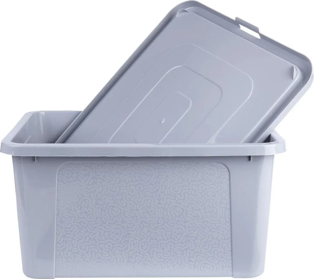 Coffre à jouets 20L en plastique résistant avec couvercle clipsable gris