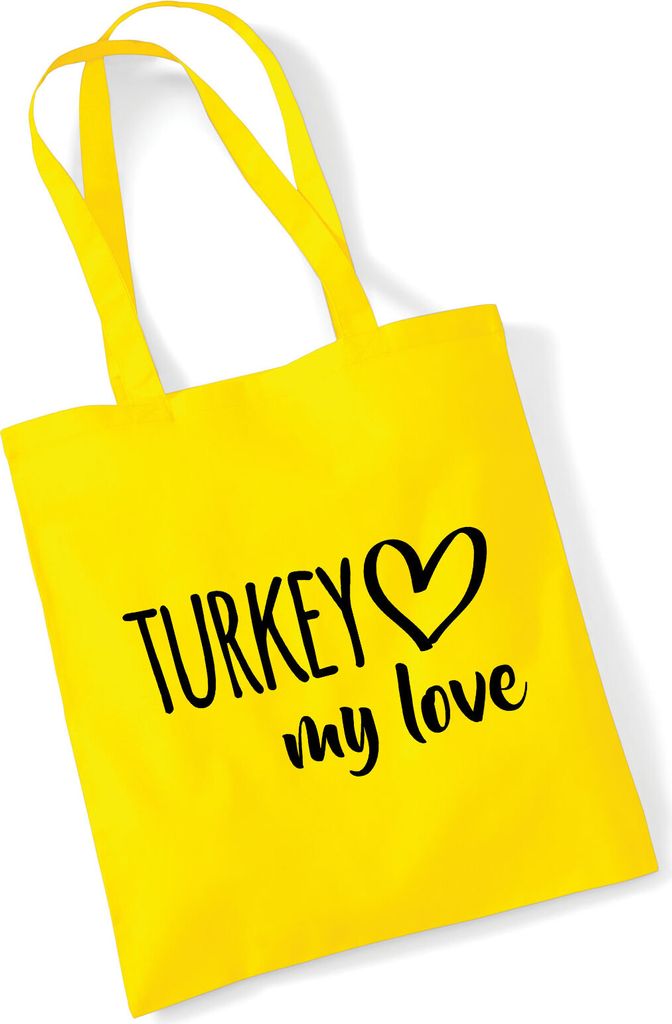 Huuraa Jutebeutel Turkey my love 10 Liter Yellow Baumwolle Tasche Geschenkidee