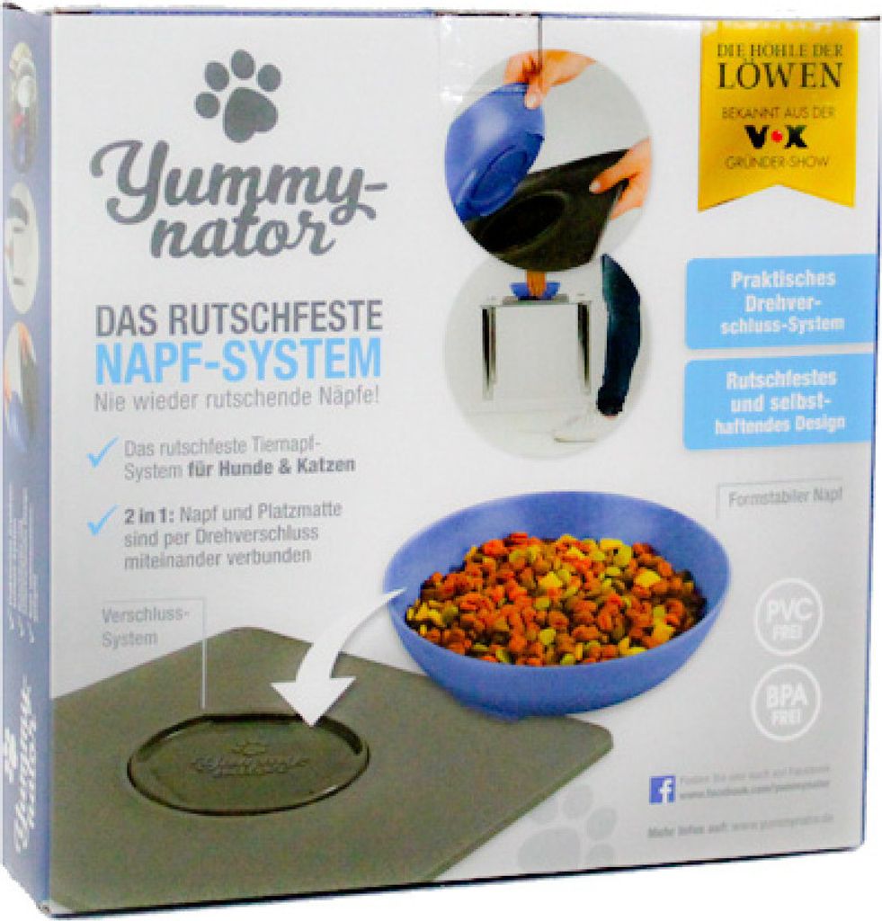 Yummynator gamelle grise avec tapis de sol bleu, M Image du produit 