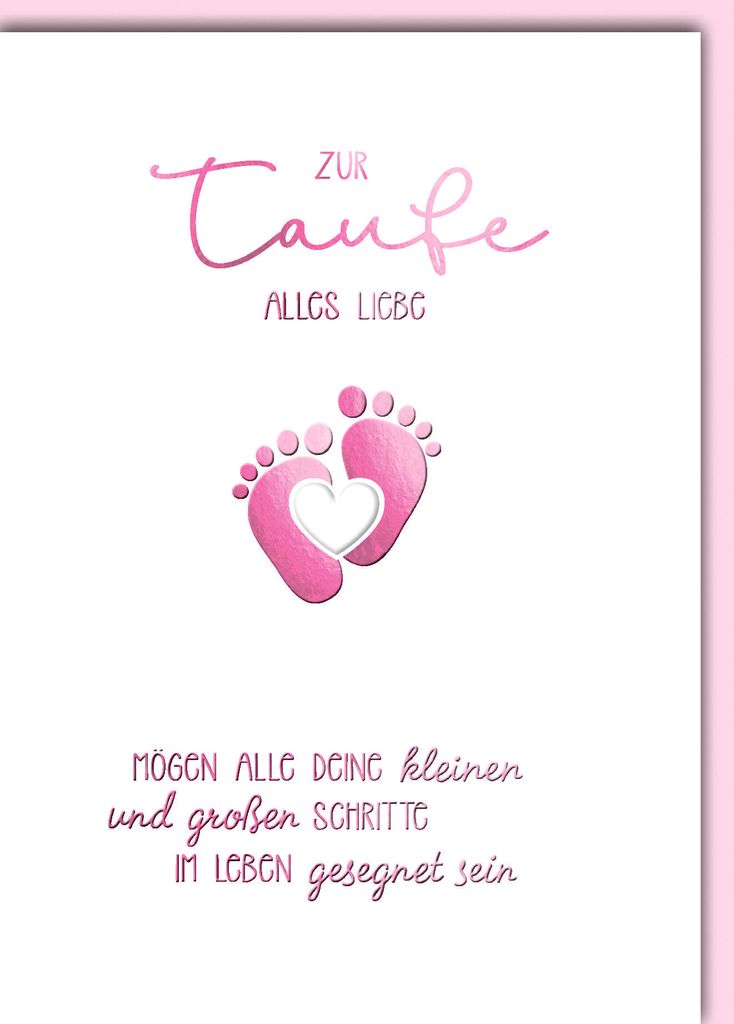 Taufe Mädchen Glückwunschkarte mit Umschlag Babyfüsschen Produktbild 