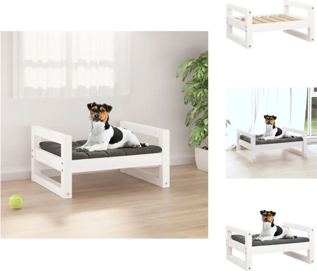 vidaXL Cuccia Bianca in Legno Massiccio per Cani - 55,5 cm