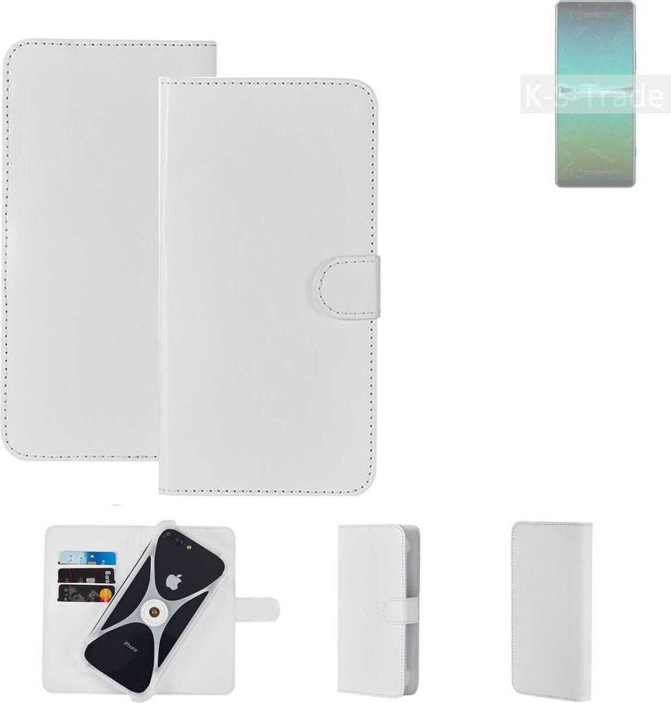 K-S-Trade Handy Hülle Schutz Hülle kompatibel mit Sony Xperia 5 IV Cover Case Bookstyle Bumper weiß 1x