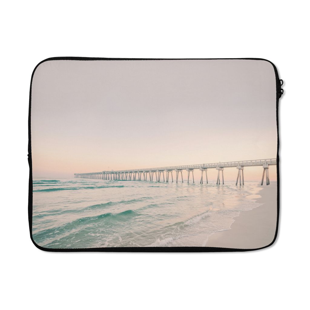 MuchoWow Laptop Hülle 17 Zoll Laptoptasche Meer - Strand - Brücke - Natur - Sonnenuntergang - Zipper - Schutzabdeckung