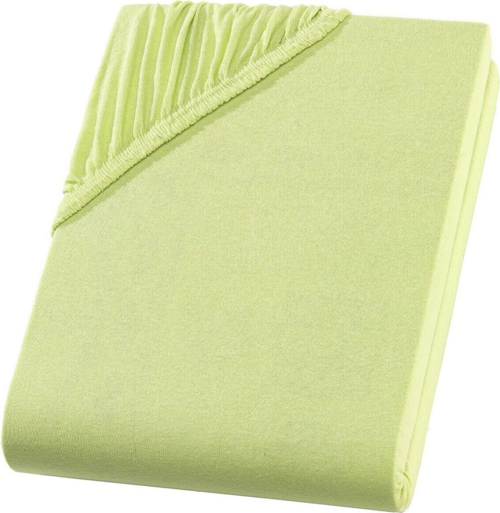Spannbettlaken 180x200 cm - 200x220 cm - Apfel Grün - Jersey Wasserbett Boxspringbett Übergröße