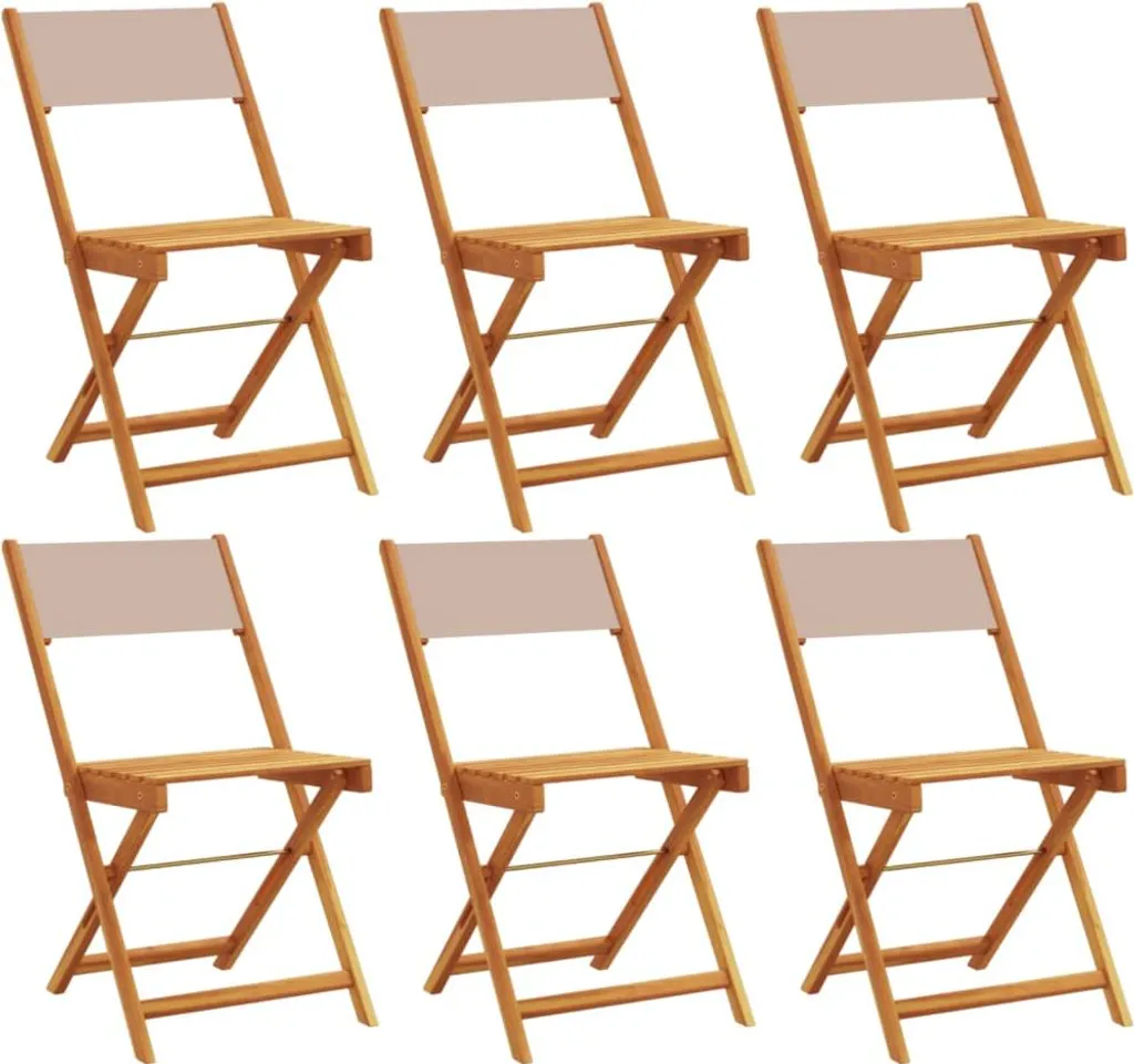 Chaises de Jardin Pliables Taupe en Bois Massif pour Terrasse - 6 pcs