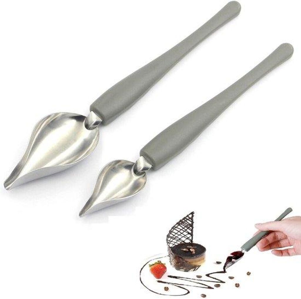 Decoratieve RVS Sauslepel Set - 2er Set - DIY Gereedschap - RVS Sauslepel - Gebak - Chocolade - Decoreren