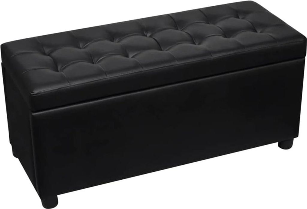 vidaXL Čalúnená truhlica s imitáciou kože čierna Obrázok produktu 