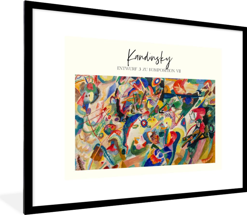 MuchoWow Gerahmtes Poster Kunst - Wassily Kandinsky - Alte Meister 80x60 cm - Poster mit Schwarzem Bilderrahmen Wandposter Rahmen Foto Bilder - S...