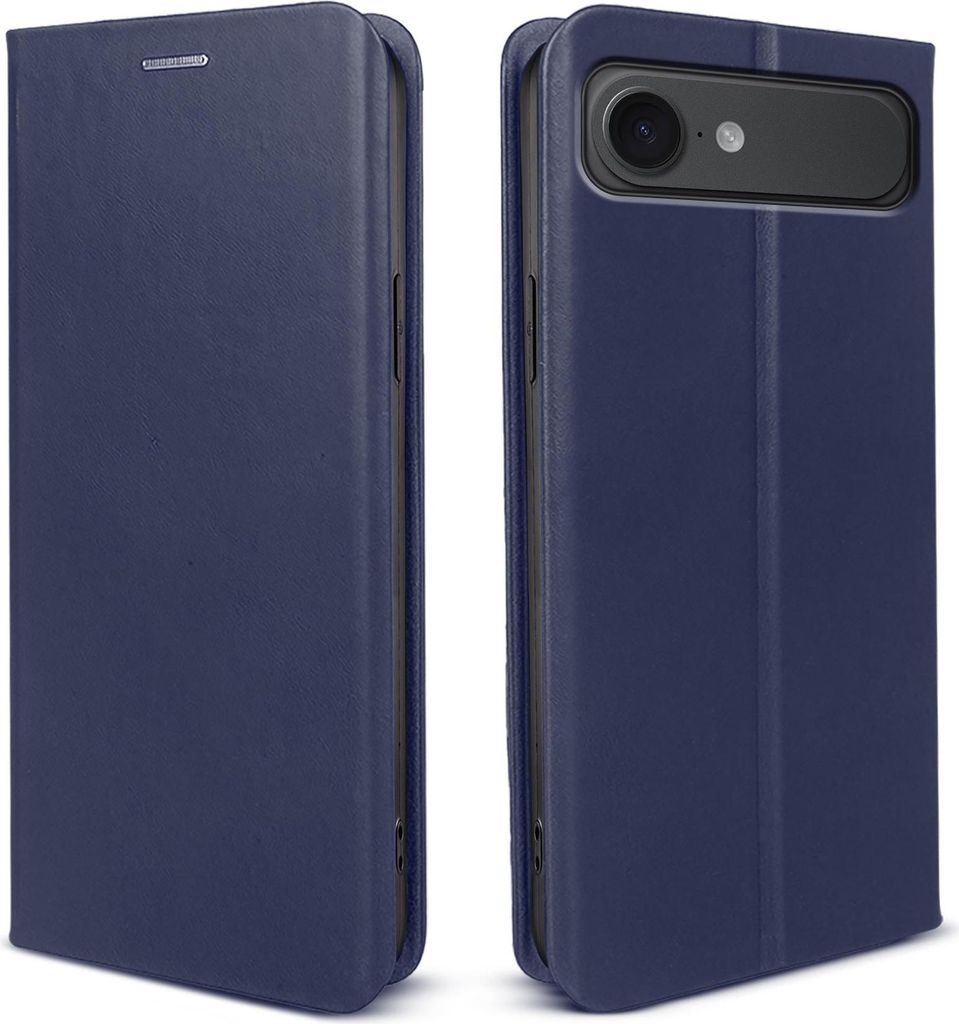 Handyhülle für Apple iPhone 17 Air Echtleder Flip Cover Hülle Case Kartenfach RFID Schutz Farbe: Blau