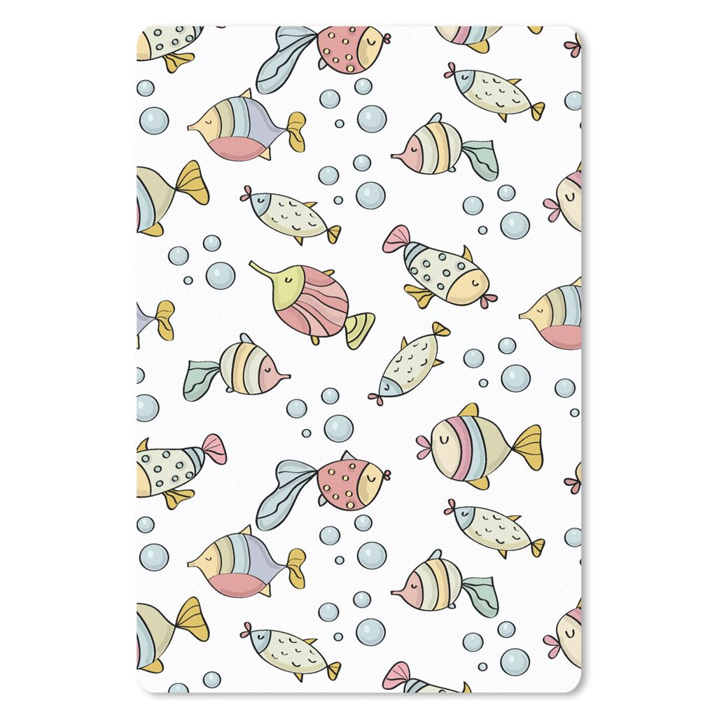 MuchoWow Mauspad Mousepad Aquarium - Muster - Fische - Kinder - Pastell 18x27 cm - Mousepads - Maus Mat - Pad - Mausunterlage