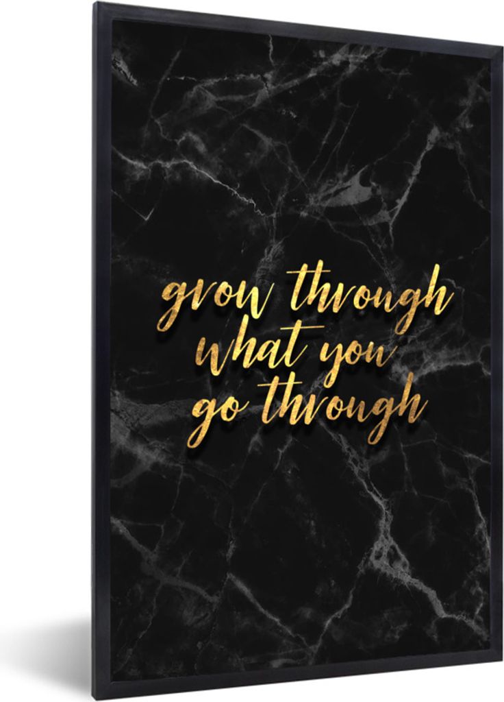 MuchoWow Gerahmtes Poster Zitate - Motivation - Gold - Marmor 40x60 cm - Poster mit Schwarzem Bilderrahmen Wandposter Rahmen Foto Bilder - Papier...