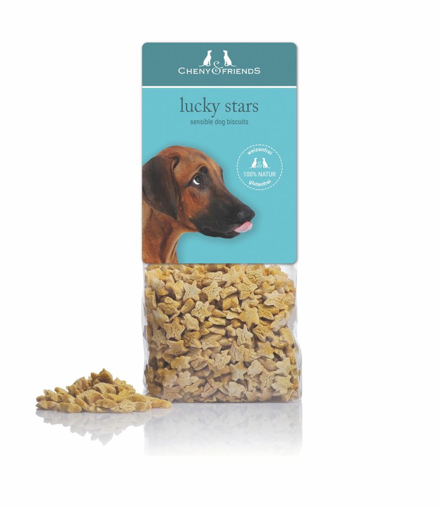 CHENY&FRIENDS Dog Biscuits lucky stars - vegane Hundekekse mit Apfel, 125g