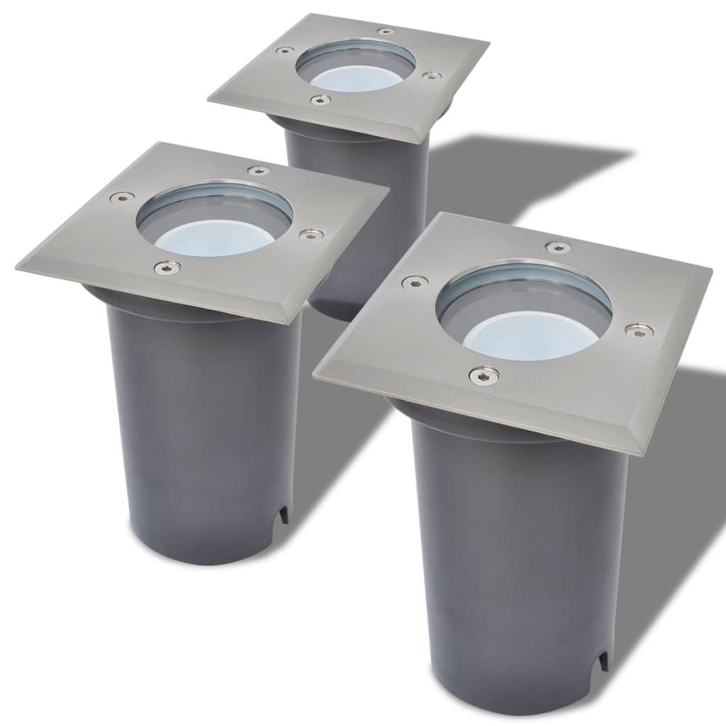 vidaXL Spot encastré de sol LED 3 pcs. Outdoor Carré Image du produit 