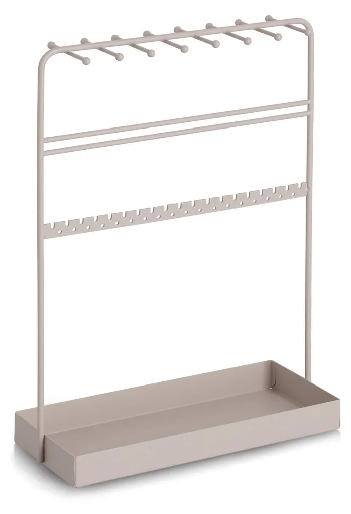 Porte-bijoux ZELLER en métal brossé avec supports multiples et base stable